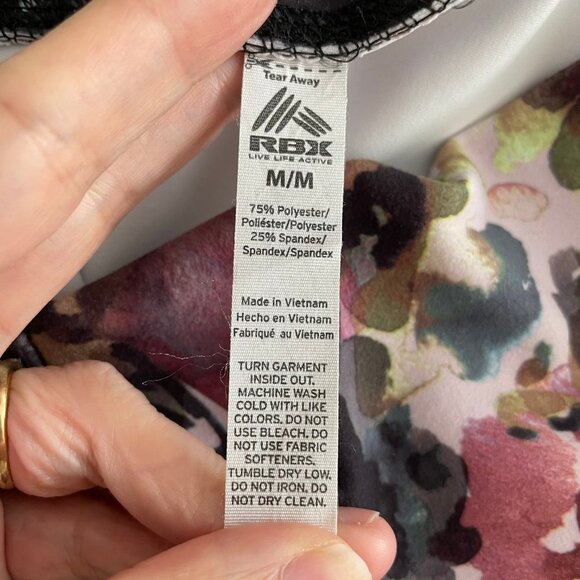 RBX Activewear Floral Abstract Print Polyester Spandex Leggings Multi Color Sz M - Picture 6 of 8